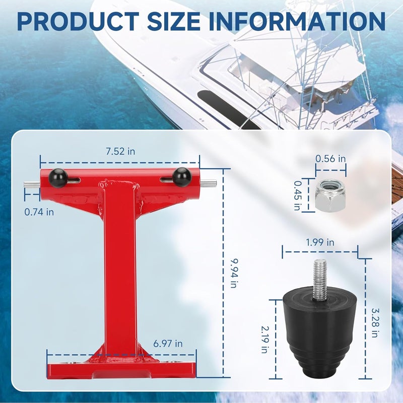 Iridesc 240110 4-Stroke Transom Saver Motor Tote, Compatible with Merc-Y 75/90/115/200/225/250/300HP & V6 175HP Engines, Red, Stainless Steel Frame, Transom Mount - Image 4